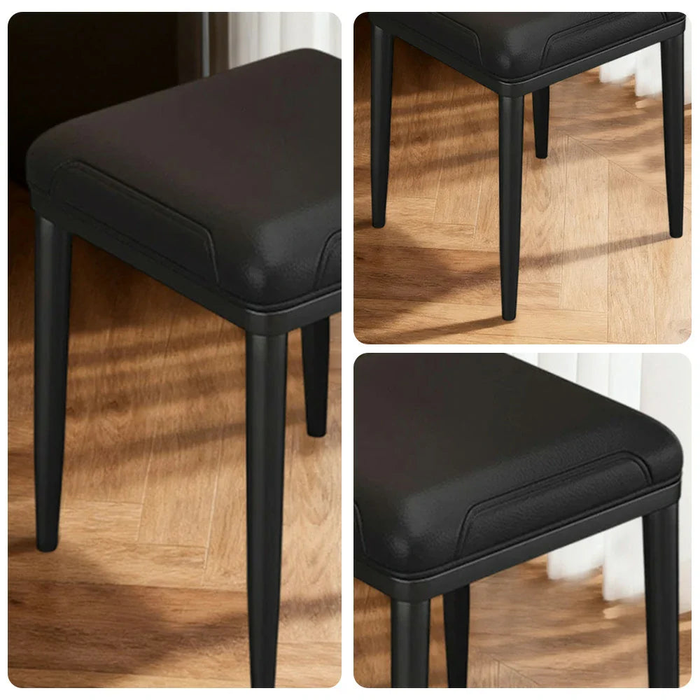 LIVARA Dining Ergonomic - Chair - Cushion, Comfort Carbon Thickened Solid Steel Leather, Claw High-Resilience Cat Design Frame, Black