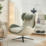 LIVARA Leisure Design, Neck Durable Plush Ergonomic Chair - Upholstery - Cushion Base, Support, Lounge Curved Swivel Steel with Scratch-Resistant Green