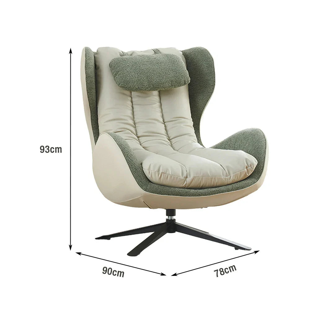 LIVARA Leisure Design, Neck Durable Plush Ergonomic Chair - Upholstery - Cushion Base, Support, Lounge Curved Swivel Steel with Scratch-Resistant Green