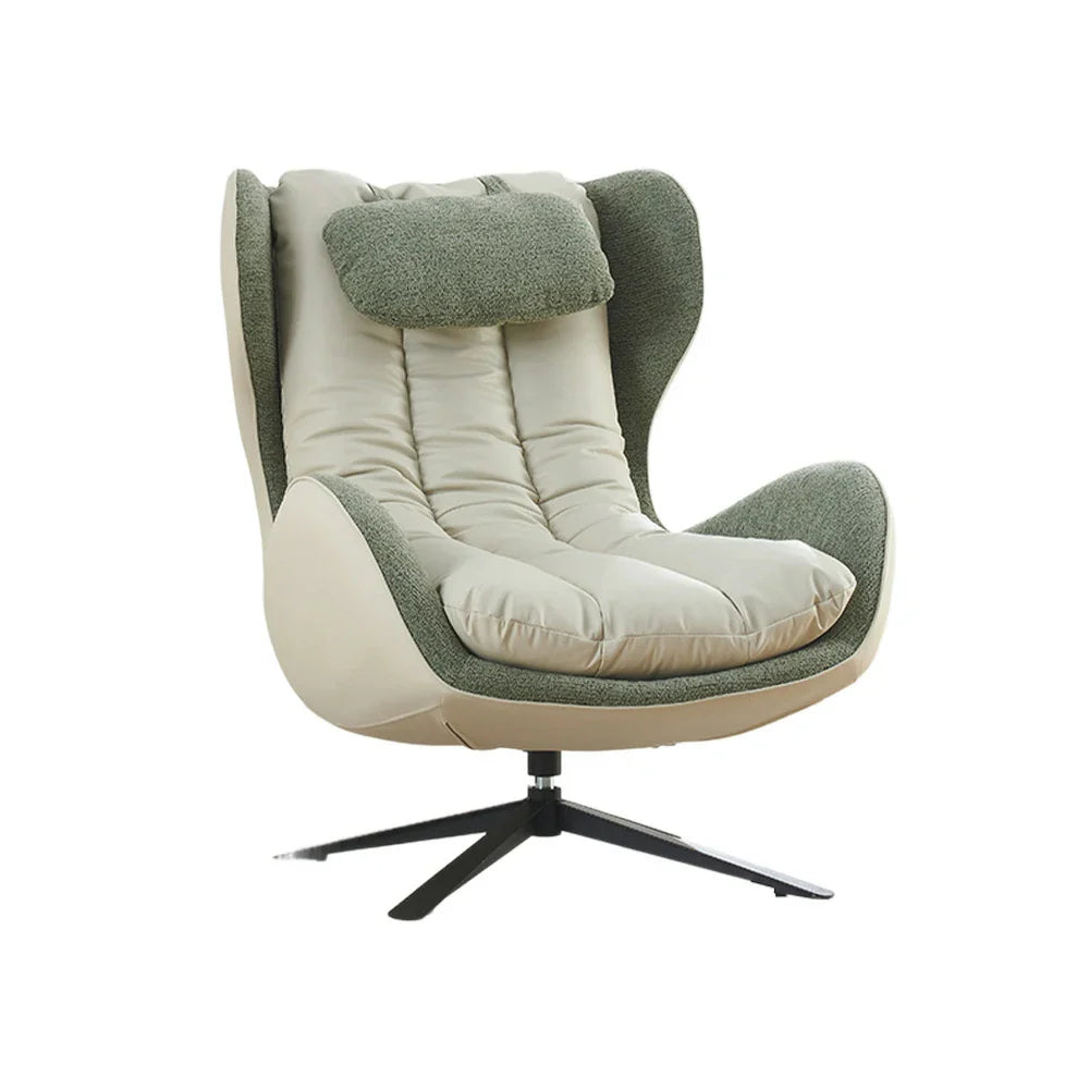 LIVARA Leisure Design, Neck Durable Plush Ergonomic Chair - Upholstery - Cushion Base, Support, Lounge Curved Swivel Steel with Scratch-Resistant Green