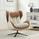 LIVARA Leisure Chair Lounge with Durable Steel - Curved Cushion Support, Upholstery Neck Swivel Base, Plush - Design, Ergonomic Scratch-Resistant Orange