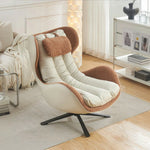 LIVARA Leisure Chair Lounge with Durable Steel - Curved Cushion Support, Upholstery Neck Swivel Base, Plush - Design, Ergonomic Scratch-Resistant Orange