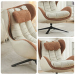 LIVARA Leisure Chair Lounge with Durable Steel - Curved Cushion Support, Upholstery Neck Swivel Base, Plush - Design, Ergonomic Scratch-Resistant Orange