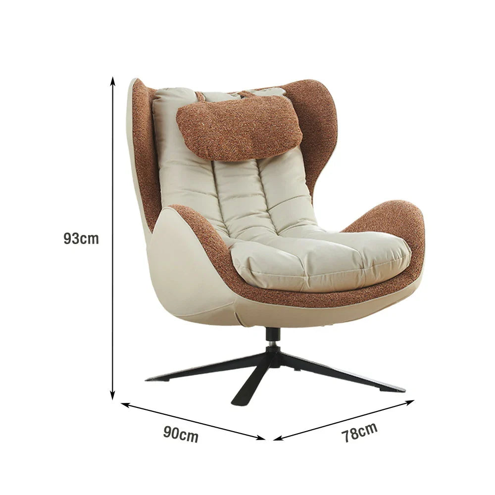 LIVARA Leisure Chair Lounge with Durable Steel - Curved Cushion Support, Upholstery Neck Swivel Base, Plush - Design, Ergonomic Scratch-Resistant Orange