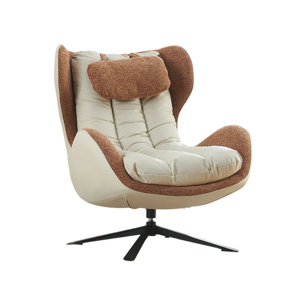 LIVARA Leisure Chair Lounge with Durable Steel - Curved Cushion Support, Upholstery Neck Swivel Base, Plush - Design, Ergonomic Scratch-Resistant Orange
