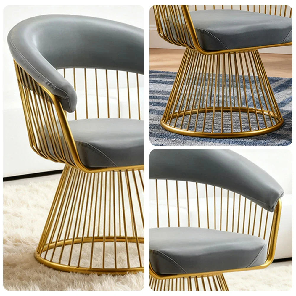 LIVARA Swivel Chair - Half-Round Backrest, High-Elastic Foam, Thick Tempered Glass Base, Wide Seat Comfort - Grey