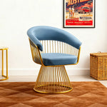 LIVARA Swivel Chair - Half-Round Backrest, High-Elastic Foam, Thick Tempered Glass Base, Wide Seat Comfort - Blue