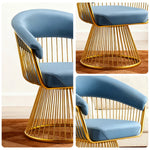 LIVARA Swivel Chair - Half-Round Backrest, High-Elastic Foam, Thick Tempered Glass Base, Wide Seat Comfort - Blue