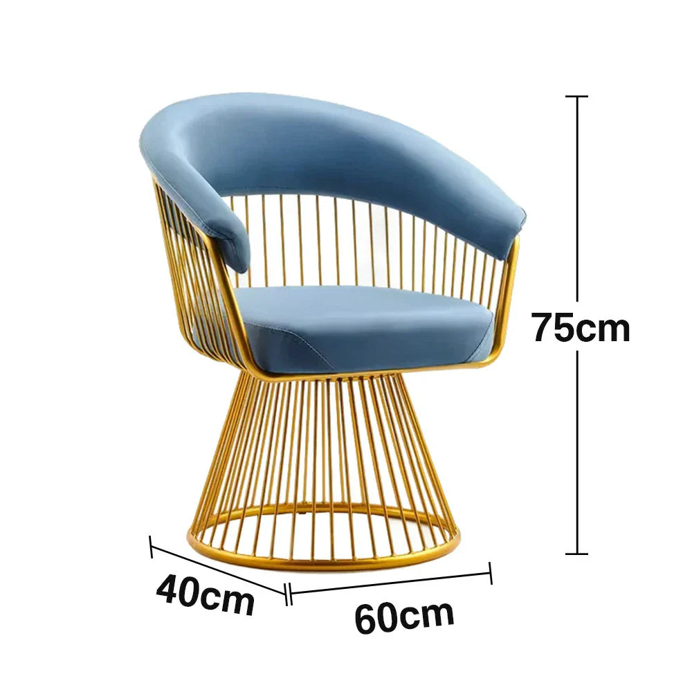 LIVARA Swivel Chair - Half-Round Backrest, High-Elastic Foam, Thick Tempered Glass Base, Wide Seat Comfort - Blue