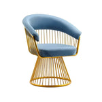 LIVARA Swivel Chair - Half-Round Backrest, High-Elastic Foam, Thick Tempered Glass Base, Wide Seat Comfort - Blue