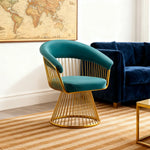 LIVARA Swivel Chair - Half-Round Backrest, High-Elastic Foam, Thick Tempered Glass Base, Wide Seat Comfort - Green