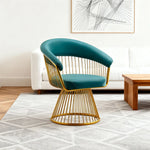 LIVARA Swivel Chair - Half-Round Backrest, High-Elastic Foam, Thick Tempered Glass Base, Wide Seat Comfort - Green