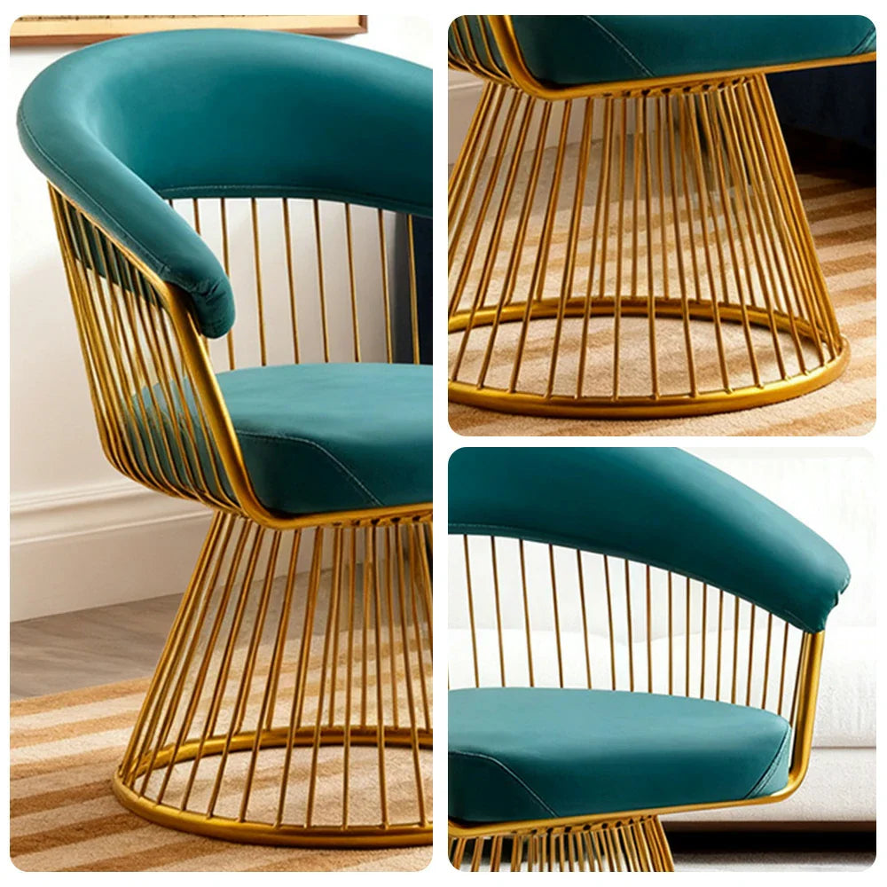 LIVARA Swivel Chair - Half-Round Backrest, High-Elastic Foam, Thick Tempered Glass Base, Wide Seat Comfort - Green