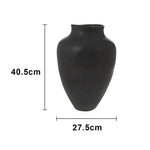 LIVARA Ceramic Vase Ornament Artistic Display Matte Ceramic Handcrafted Stone-Texture Design - Black