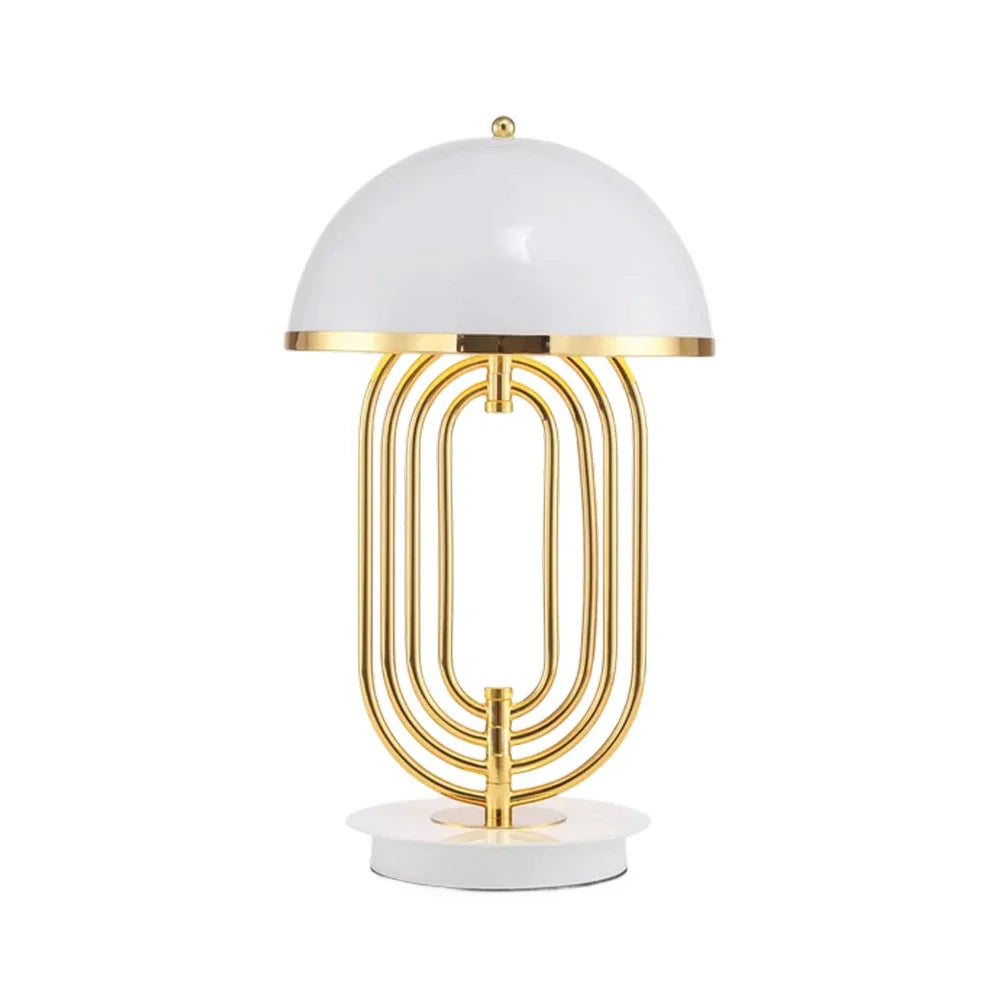 LIVARA Table Lamp - Brushed Metal Build, Dual Light Sources, Curved Design, Adjustable Lighting Direction - White