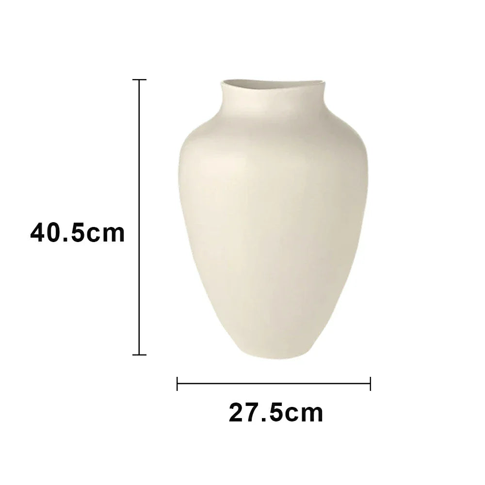 LIVARA Ceramic Vase Ornament Artistic Display Matte Ceramic Handcrafted Stone-Texture Design - White