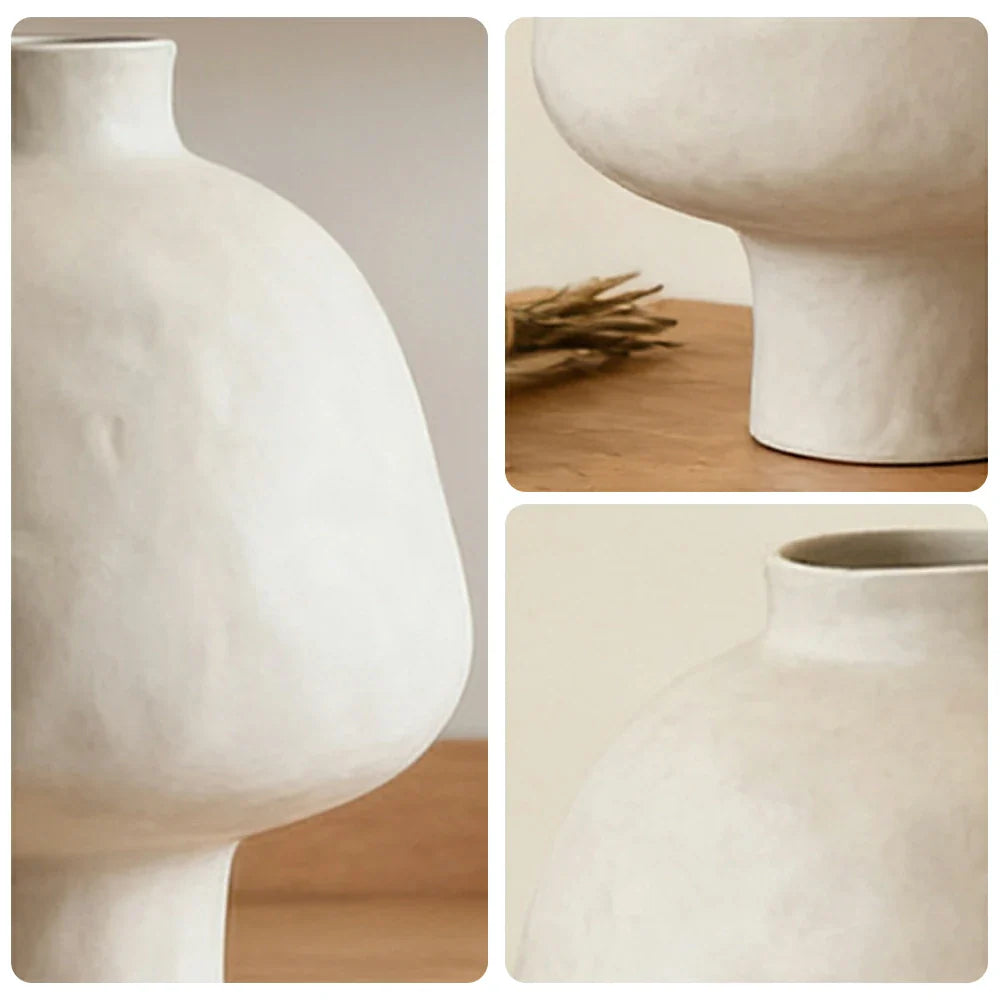 LIVARA French-Style Ceramic Vase Ornament Artistic Display Matte Ceramic Handcrafted Stone-Texture Design - Beige