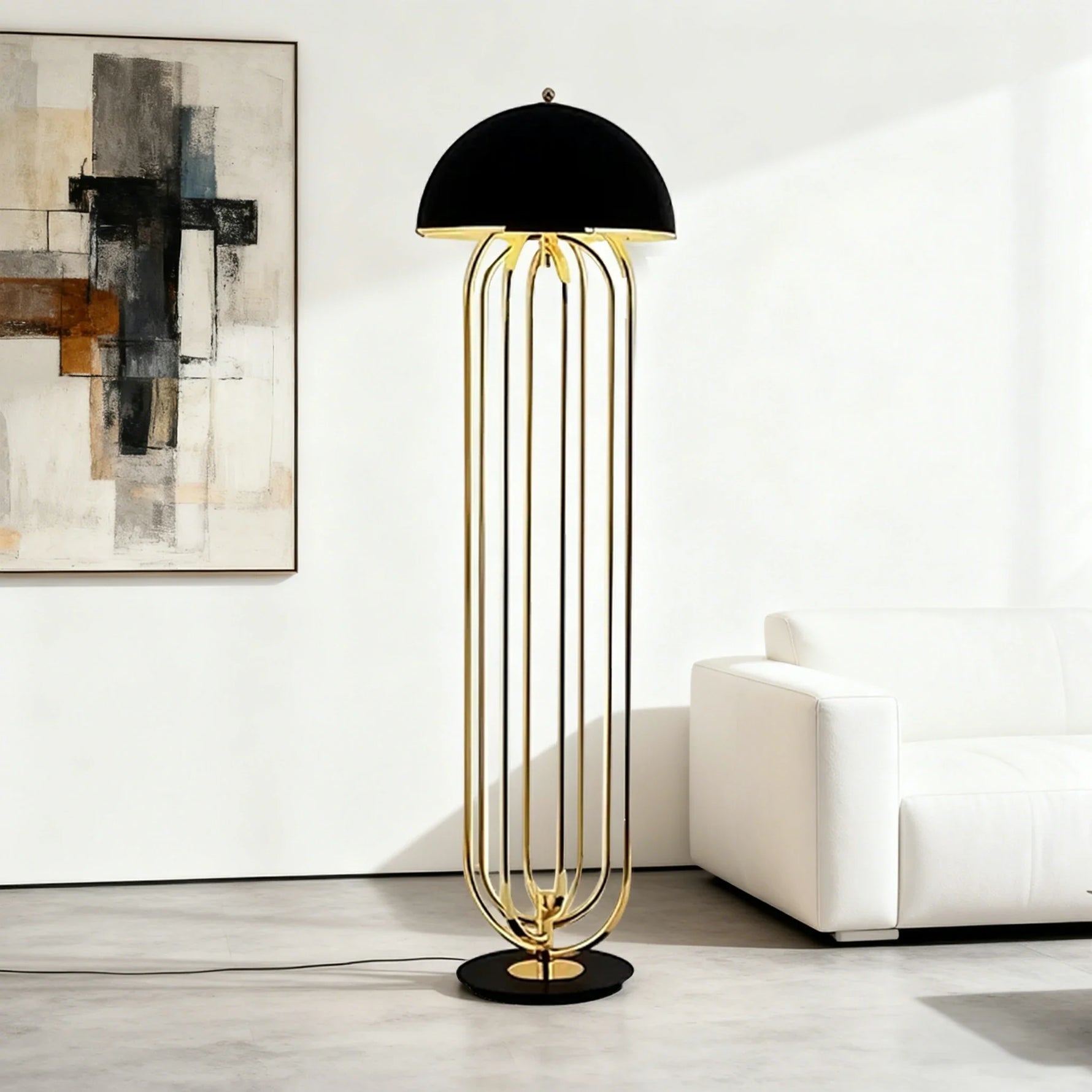 LIVARA Floor Lamp Modern Sculptural Design Durable Sturdy Metal Frame Stable Base Lighting with Warm Ambient Glow