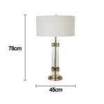 LIVARA Table Lamp - Brushed Bronze Finish, Dual Glass Columns, Fabric Shade, Soft Warm Light, Artistic Look
