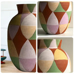 LIVARA Radiant Bloom Ceramic Vase Sculptural Geometric Pattern Handcrafted Matte Finish Artistic Accent for Modern Interiors - Multicolor