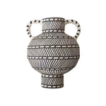 LIVARA Handcrafted Ceramic Vase - Sculptural Double-Handle Design with Graphic Line Pattern Artistic Statement Decor for Modern Interiors - Black & White
