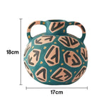 LIVARA Rune Ceramic Vase - Sculptural Double-Handle Design with Hand-Painted Symbol Pattern Handcrafted Artistic Decor for Modern Interiors - Green