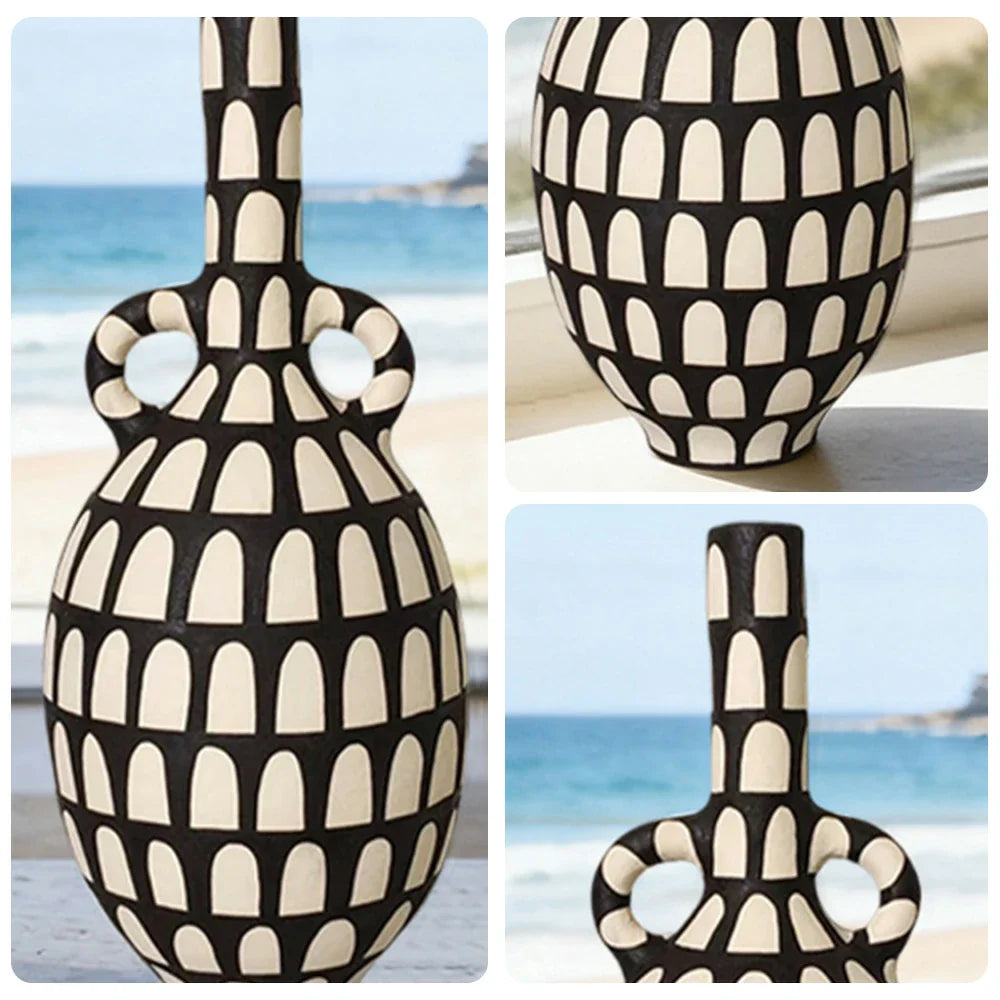 LIVARA Vientiane Ceramic Vase - Tall Sculptural Form Handcrafted Matte Texture Elegant Statement Decor for Modern Interiors - Multicolor