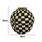 LIVARA Checkered Ceramic Vase - Sculptural Rounded Form Handcrafted Matte Finish Bold Statement Decor for Modern Interiors - Black & White