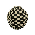 LIVARA Checkered Ceramic Vase - Sculptural Rounded Form Handcrafted Matte Finish Bold Statement Decor for Modern Interiors - Black & White