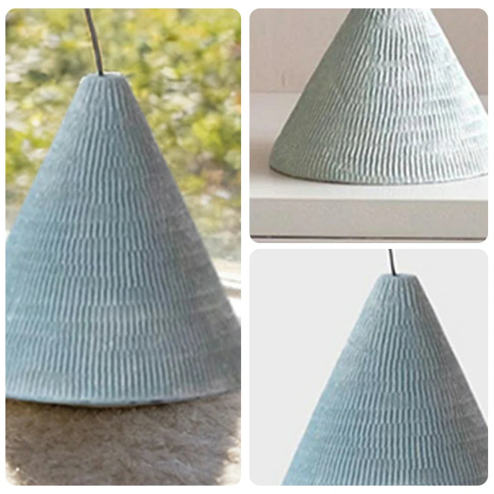 LIVARA Mini Ceramic Vase - Sculptural Cone Shape Textured Matte Finish Elegant Accent Decor for Modern Interiors - Light Blue