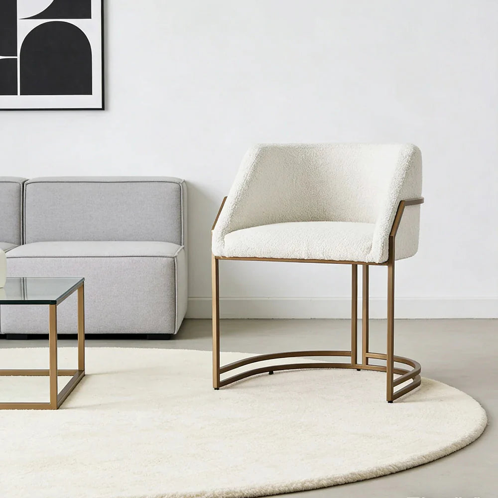 LIVARA Chair - Curved Backrest, High-Resilience Foam, Metal Frame, Modern Minimalist Style, Strong & Stable