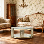 LIVARA Round Glass Coffee Table Two Tier Metal Frame Tempered Glass Modern Stable Build for Organised Living Spaces Gold