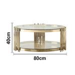 LIVARA Round Glass Coffee Table Two Tier Metal Frame Tempered Glass Modern Stable Build for Organised Living Spaces Gold