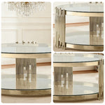 LIVARA Round Glass Coffee Table Two Tier Metal Frame Tempered Glass Modern Stable Build for Organised Living Spaces Gold