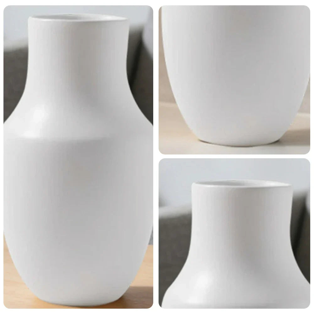LIVARA Ceramic Vase Ornament Artistic Display Wabi-Sabi White Matte Ceramic Handcrafted Stone-Texture Design