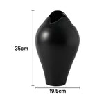 LIVARA Ceramic Vase Ornament Artistic Display Tropical Mid-Century Black Matte Ceramic Handcrafted Stone-Texture Design - Black