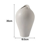 LIVARA Ceramic Vase Ornament Artistic Display Tropical Mid-Century Black Matte Ceramic Handcrafted Stone-Texture Design - White