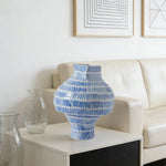 LIVARA Ceramic Vase Ornament Decorative Display Vintage Blue-and-White Aesthetic Matte Ceramic Handcrafted Textured Finish