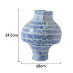 LIVARA Ceramic Vase Ornament Decorative Display Vintage Blue-and-White Aesthetic Matte Ceramic Handcrafted Textured Finish