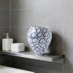 LIVARA Ceramic Vase Ornament Artistic Home Decor Retro Blue & White Style Matte Ceramic Handcrafted Stone-Texture Design