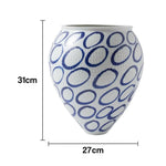 LIVARA Ceramic Vase Ornament Artistic Home Decor Retro Blue & White Style Matte Ceramic Handcrafted Stone-Texture Design