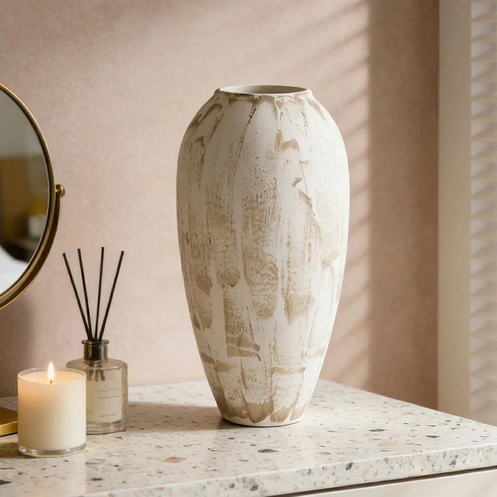 LIVARA Ceramic Vase Ornament Artistic Home Decor Wabi-Sabi Style Matte Ceramic Handcrafted Stone-Texture Finish