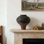 LIVARA Ceramic Vase Ornament Artistic Home Decor Japanese Vintage Black Matte Ceramic Handcrafted Stone-Texture Finish