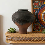 LIVARA Ceramic Vase Ornament Artistic Home Decor Japanese Vintage Black Matte Ceramic Handcrafted Stone-Texture Finish