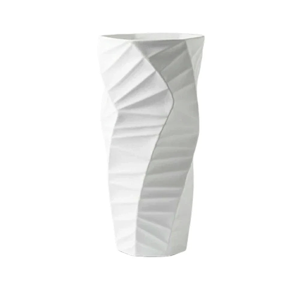 LIVARA Ceramic Vase Ornament Artistic Home Display Contemporary Minimal Design Matte Ceramic Handcrafted Stone-Texture Design - White