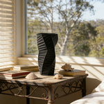 LIVARA Ceramic Vase Ornament Artistic Home Display Contemporary Minimal Design Matte Ceramic Handcrafted Stone-Texture Design - Black