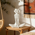 LIVARA Ceramic Vase Ornament Artistic Home Decor White Female Sculpture Matte Ceramic Handcrafted Stone-Texture Finish