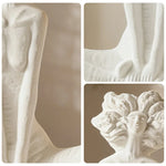 LIVARA Ceramic Vase Ornament Artistic Home Decor White Female Sculpture Matte Ceramic Handcrafted Stone-Texture Finish