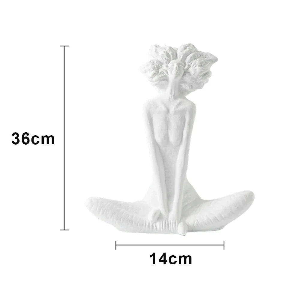 LIVARA Ceramic Vase Ornament Artistic Home Decor White Female Sculpture Matte Ceramic Handcrafted Stone-Texture Finish