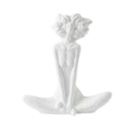 LIVARA Ceramic Vase Ornament Artistic Home Decor White Female Sculpture Matte Ceramic Handcrafted Stone-Texture Finish